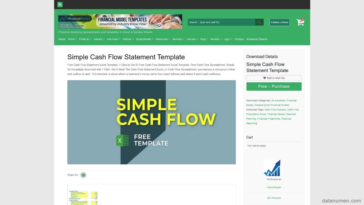 eFinancialModels Simple Cash Flow Statement Template