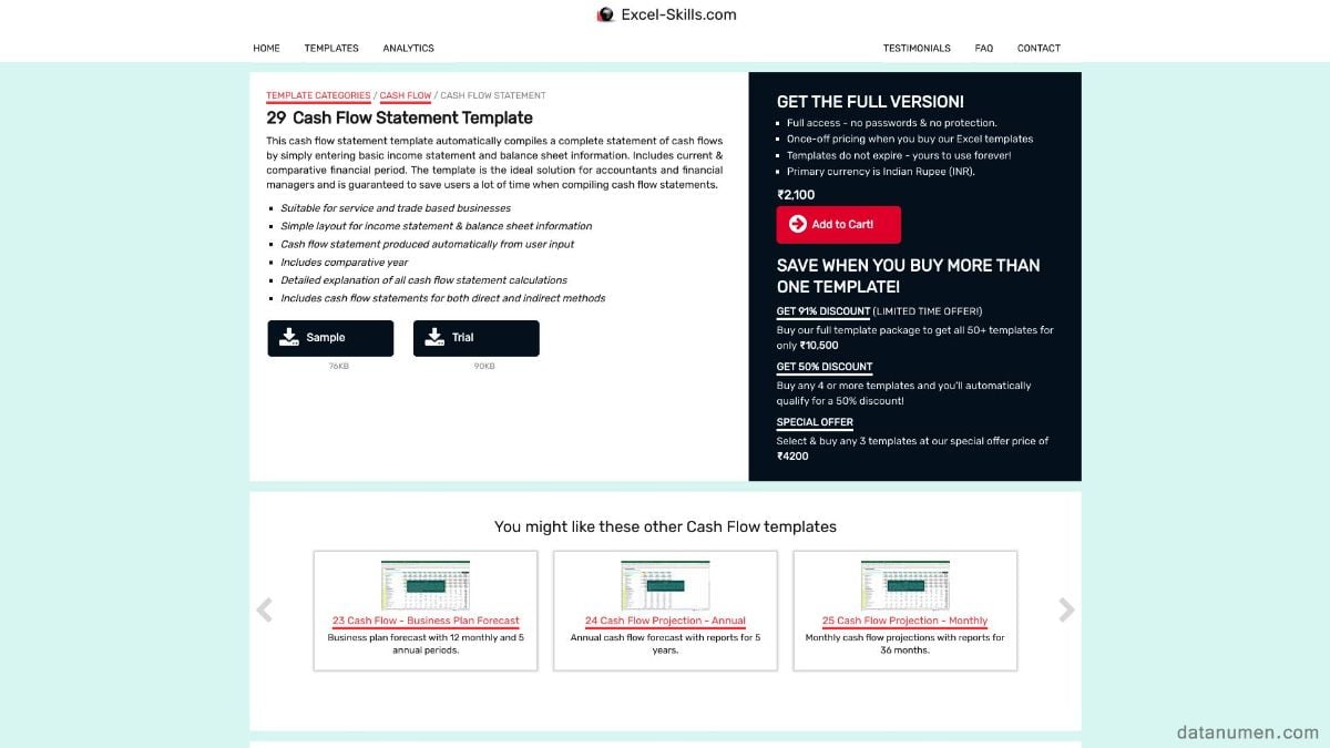 Excel-Skills Cash Flow Statement Template