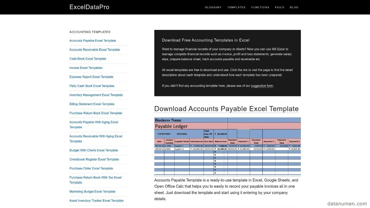 EXCELDATAPRO Accounting Templates