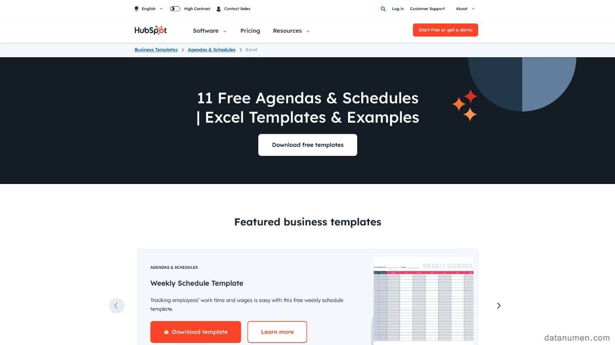 HubSpot Agendas & Schedules Excel Templates