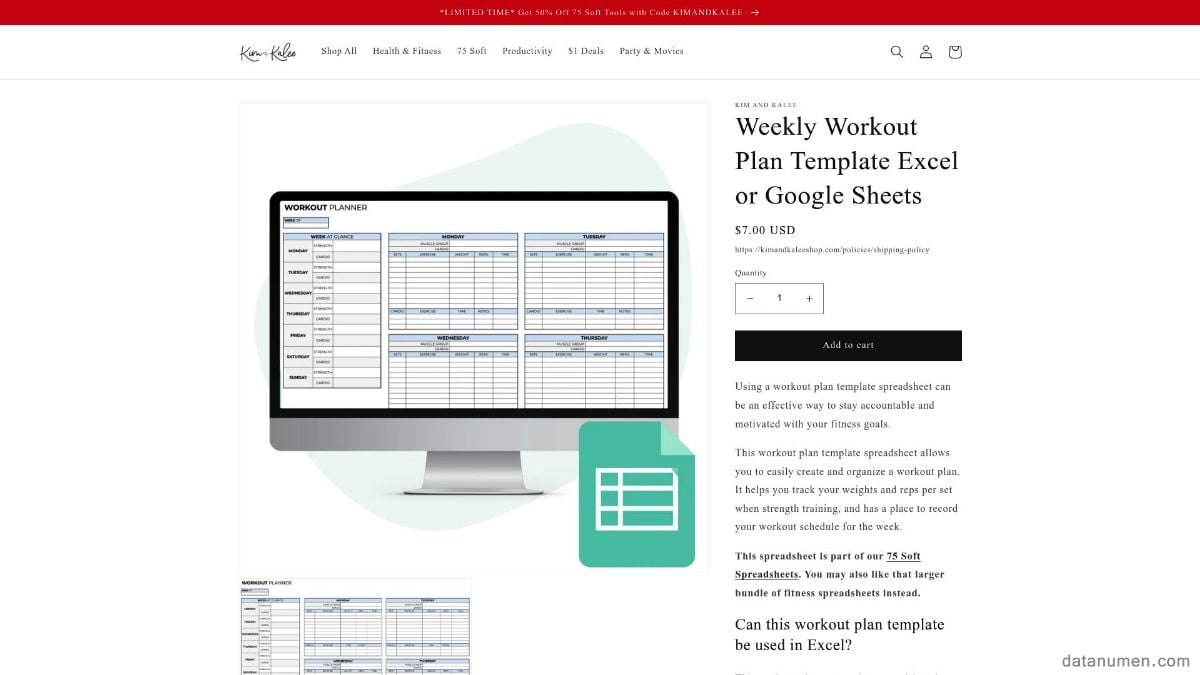 Kim and Kalee Weekly Workout Plan Template