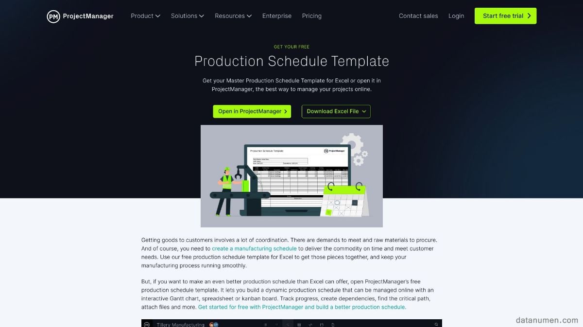 ProjectManager Production Schedule Template