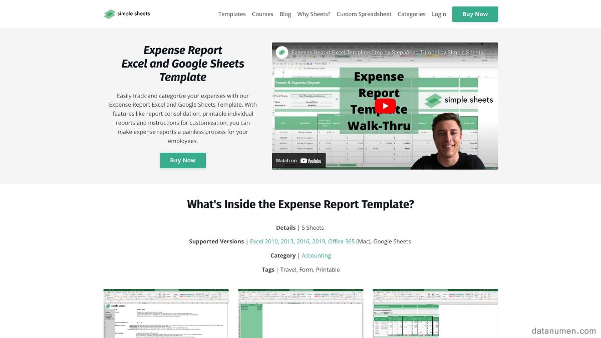 Simple Sheets Expense Report Excel and Google Sheets Template