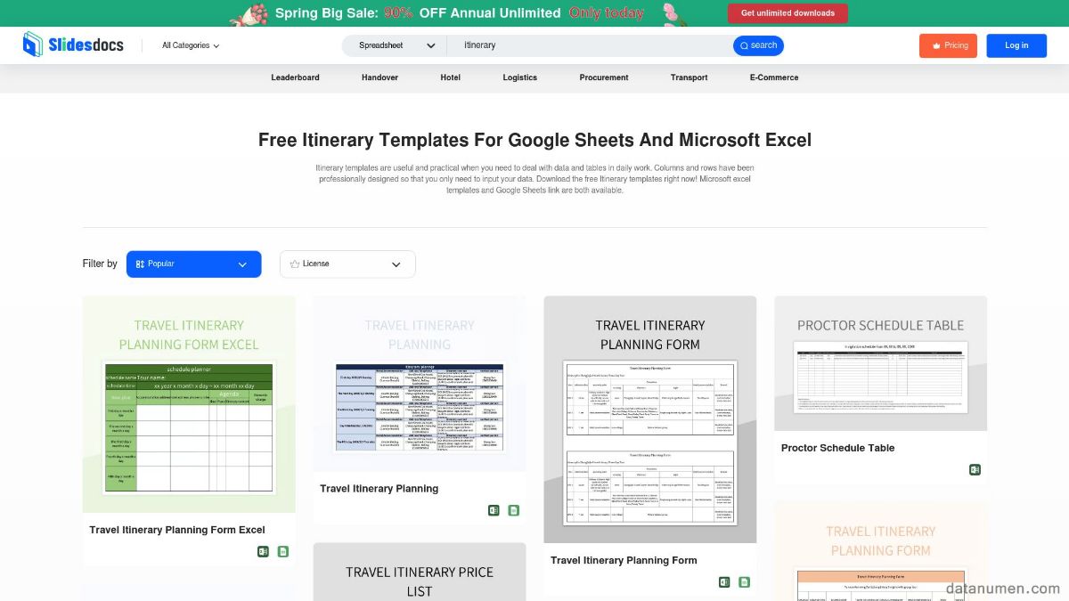 Slidesdocs Itinerary Templates For Google Sheets And Microsoft Excel