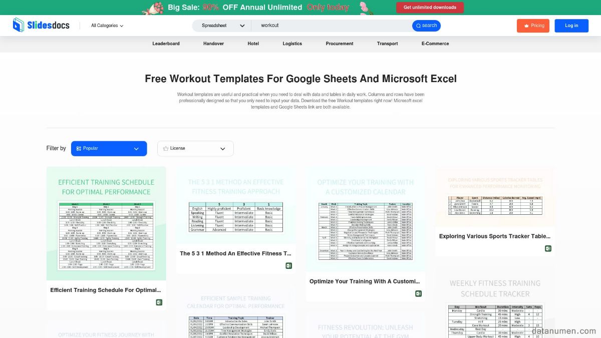 Slidesdocs Workout Templates