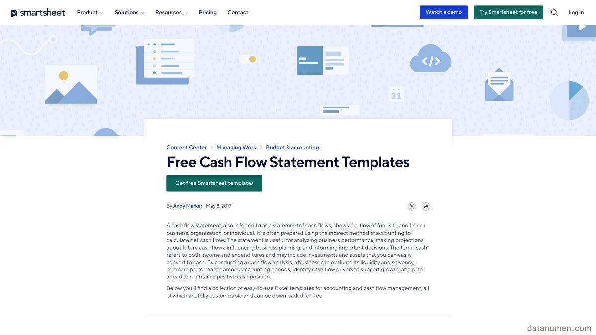 Smartsheet Cash Flow Statement Templates
