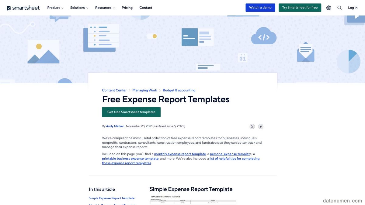 Smartsheet Excel Expense Report Templates