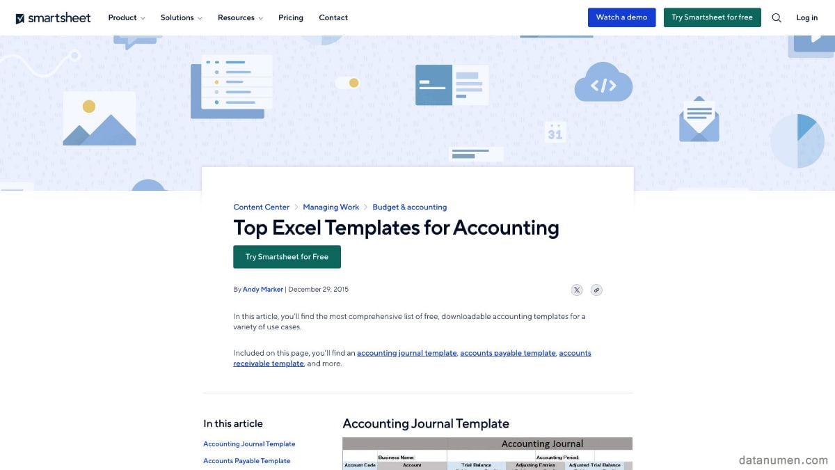 Smartsheet Excel Templates For Accounting