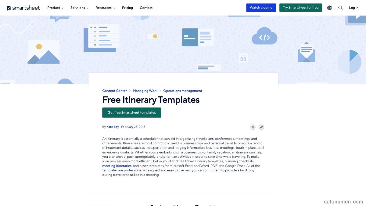 Smartsheet Itinerary Templates