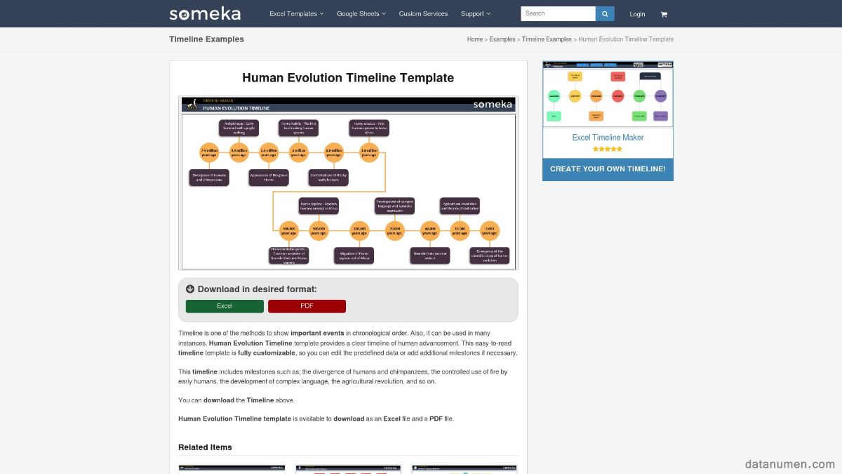 Someka Human Evolution Timeline Template