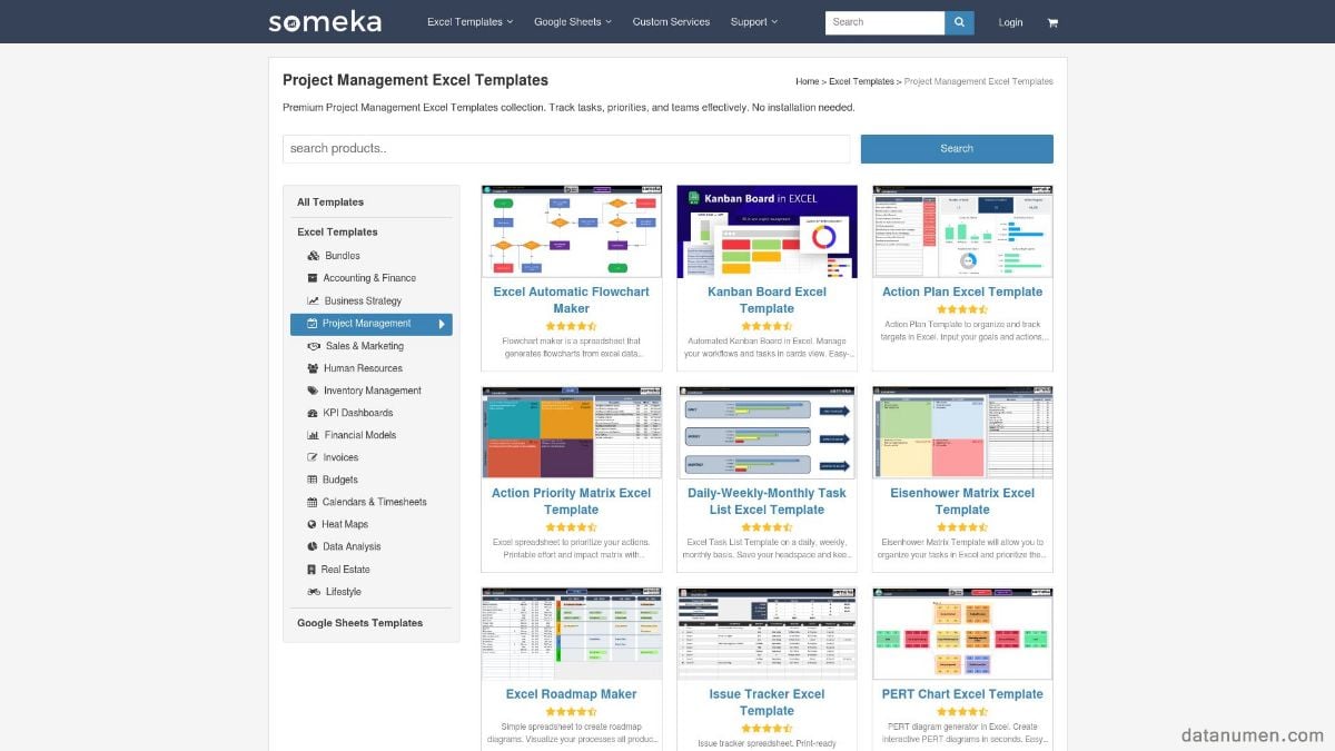 Someka Project Management Excel Templates