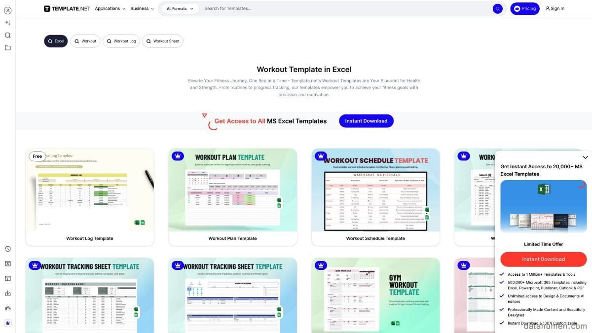 Template.Net Workout Template In Excel