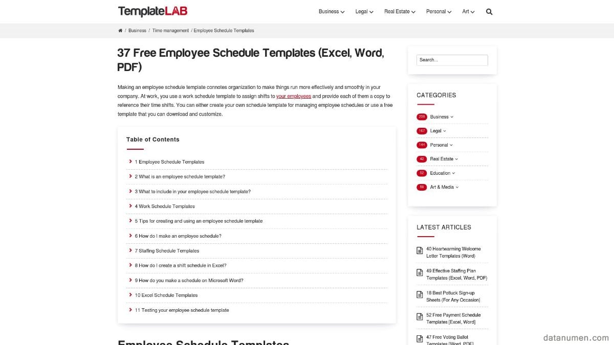 TemplateLab Employee Schedule Templates