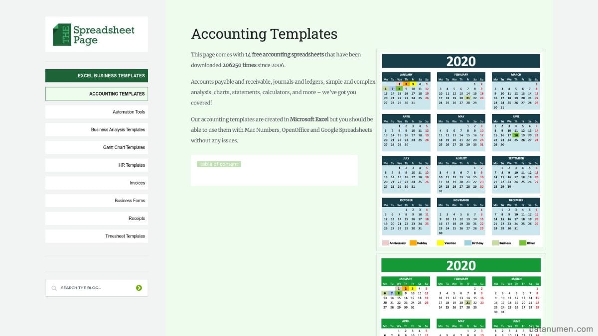 The Spreadsheet Page Accounting Templates