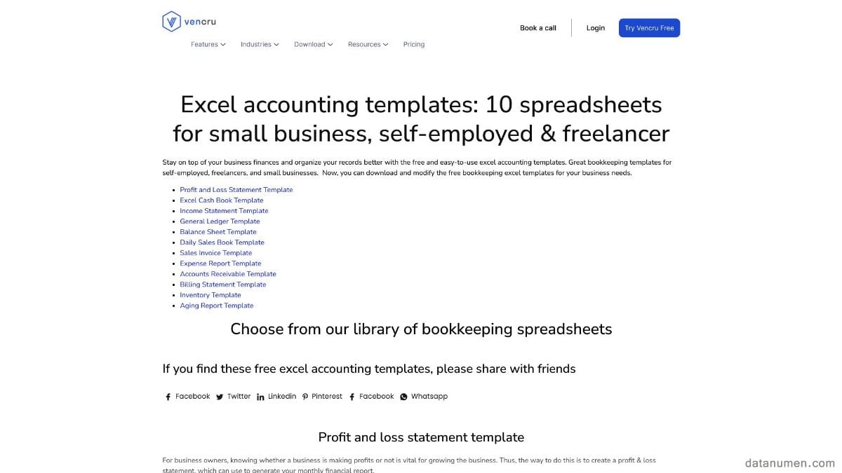 Vencru Excel Accounting Templates