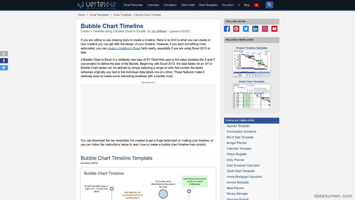 Vertex42 Bubble Chart Timeline