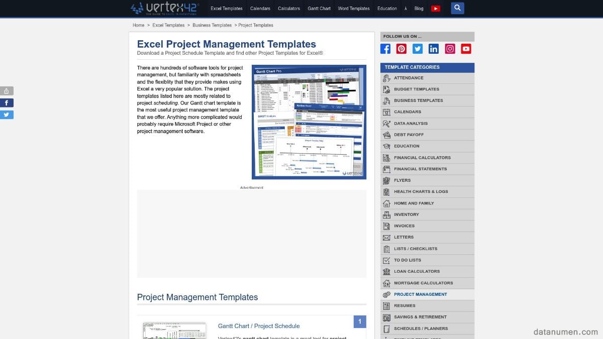 Vertex42 Excel Project Management Templates
