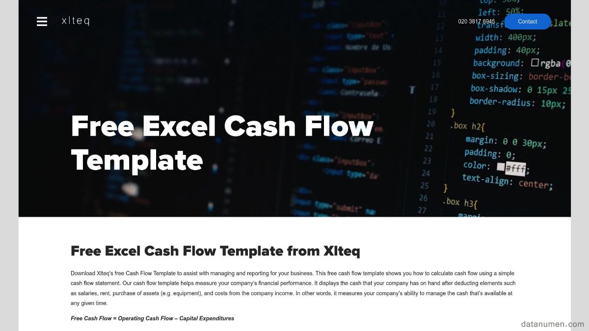 Xlteq Cash Flow Template