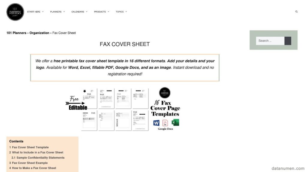Page De Garde De Fax
