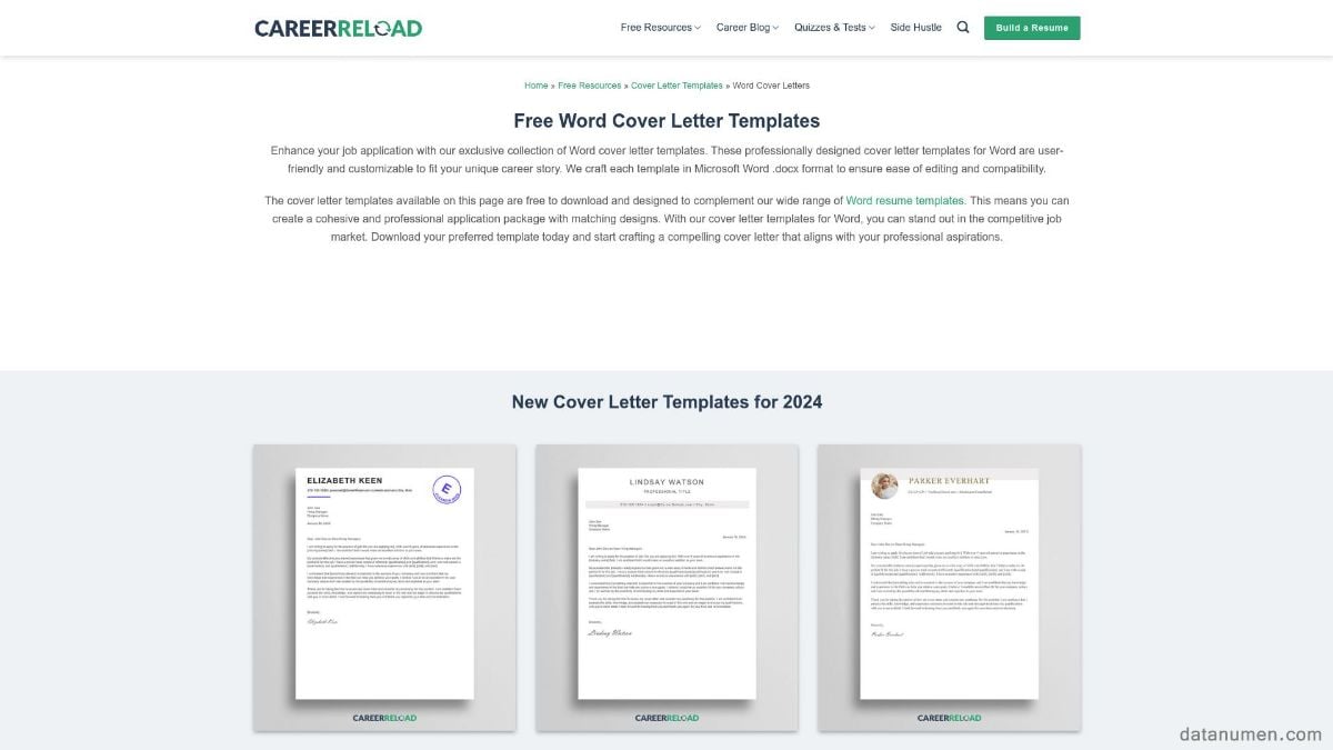 Career Reload Cover Letter Template