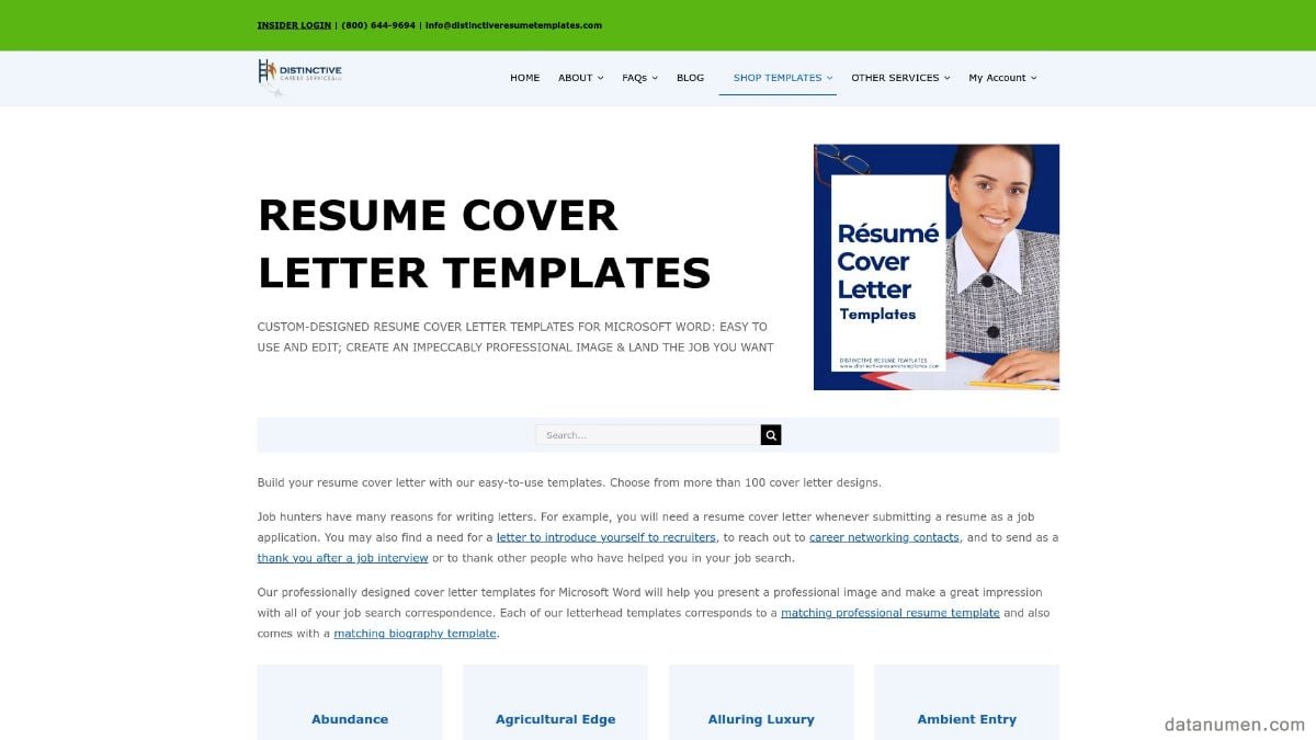 Distinctive Career Services RESUME COVER LETTER TEMPLATES