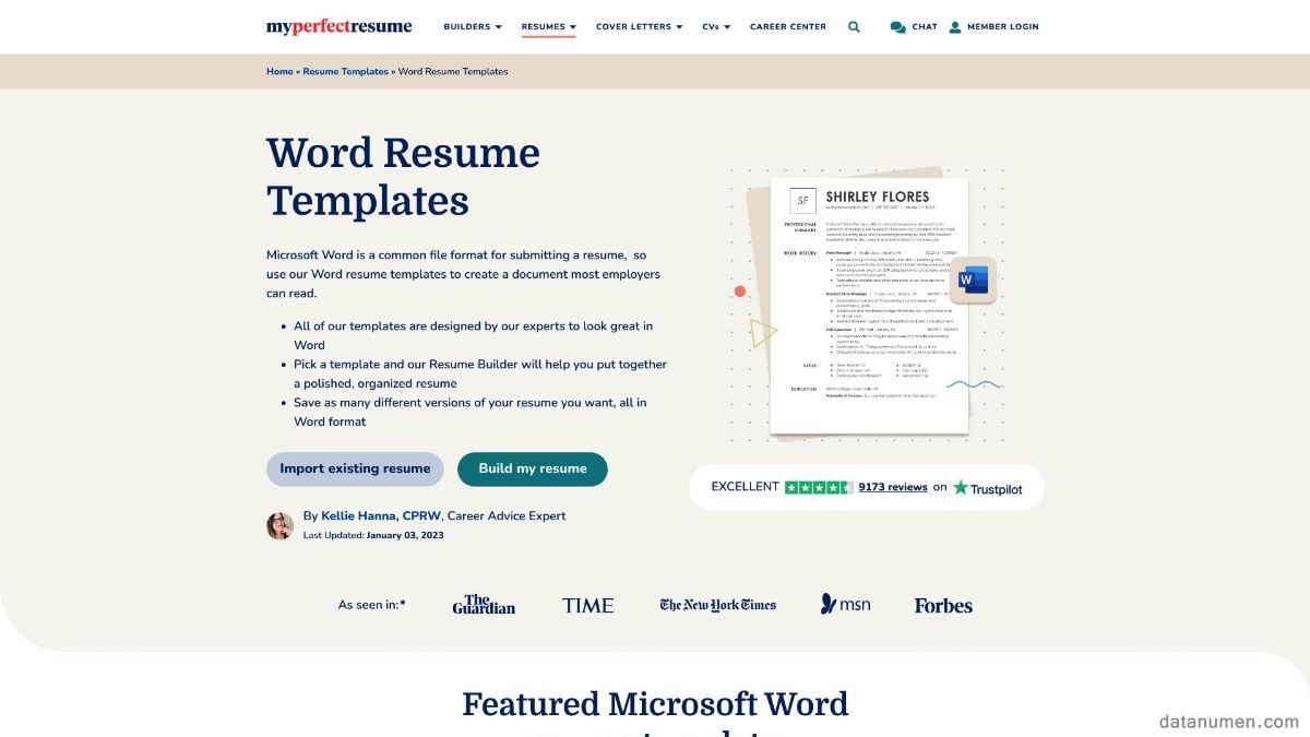 MyPerfectResume Word Resume Templates