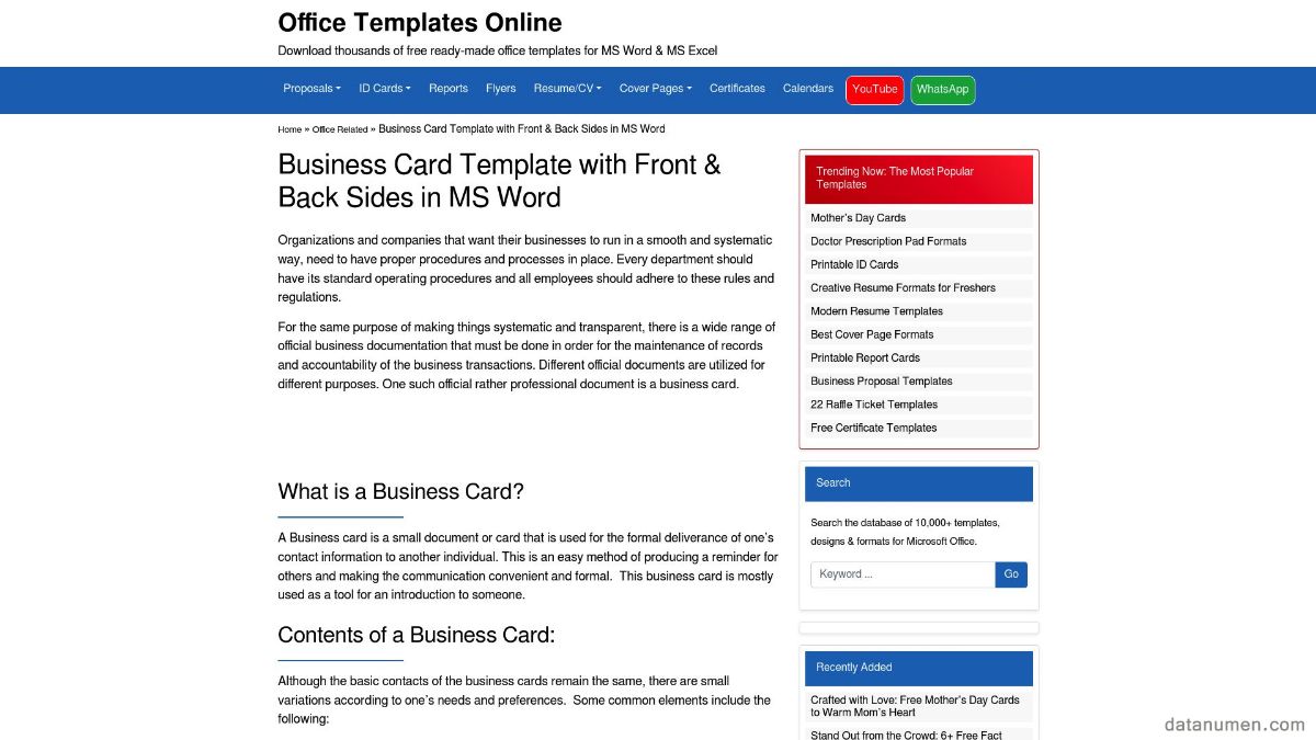 Office Templates Online Business Card Template With Front & Back Sides In MS Word