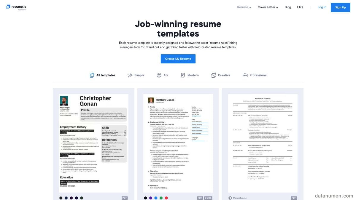 Resume.io Job-Winning Resume Templates
