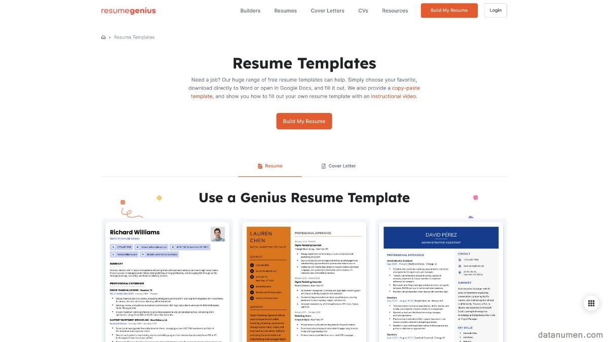 ResumeGenius Resume Templates For Microsoft Word