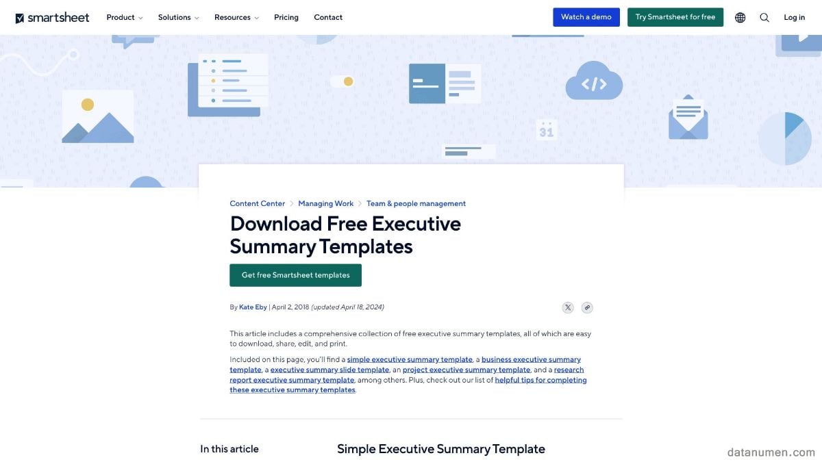 Smartsheet Executive Summary Templates