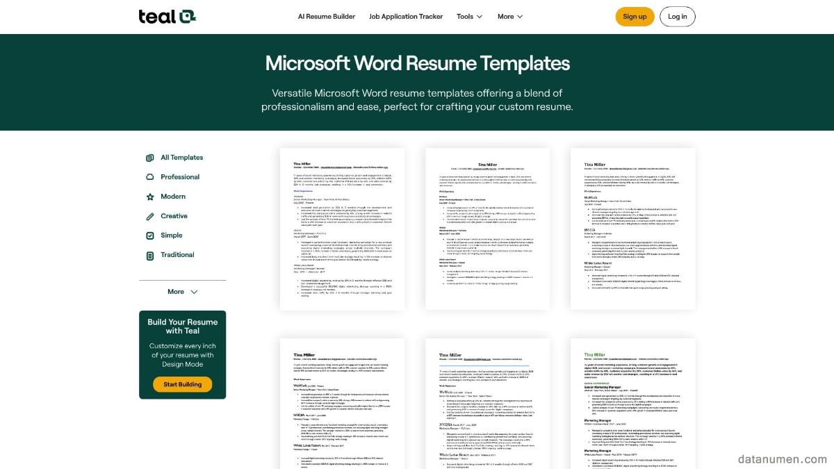 Teal Labs Microsoft Word Resume Templates