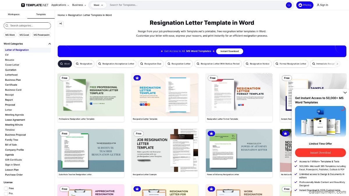 Template.Net Resignation Letter Template In Word