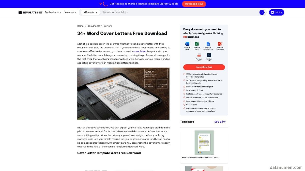 Template.Net Word Cover Letters