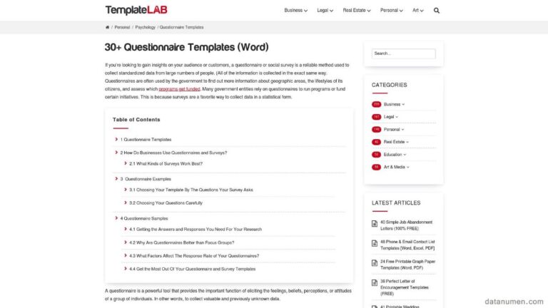 11 Best Word Questionnaire Template Sites (2026) [FREE]