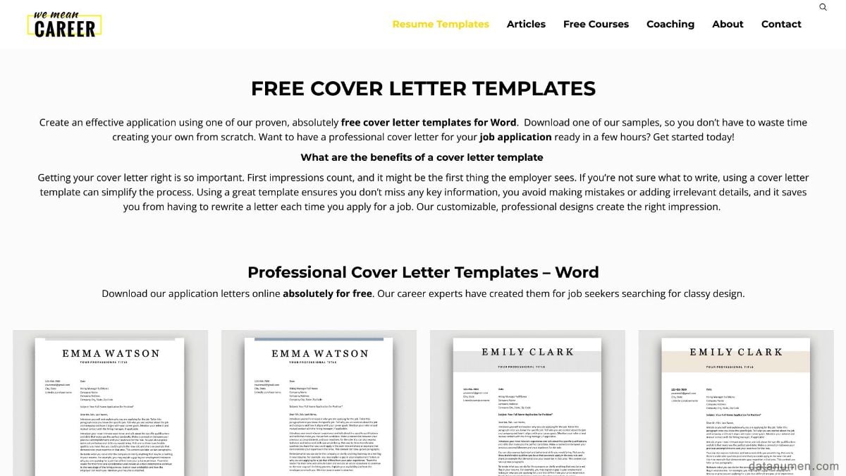 We Mean Career Cover Letter Templates