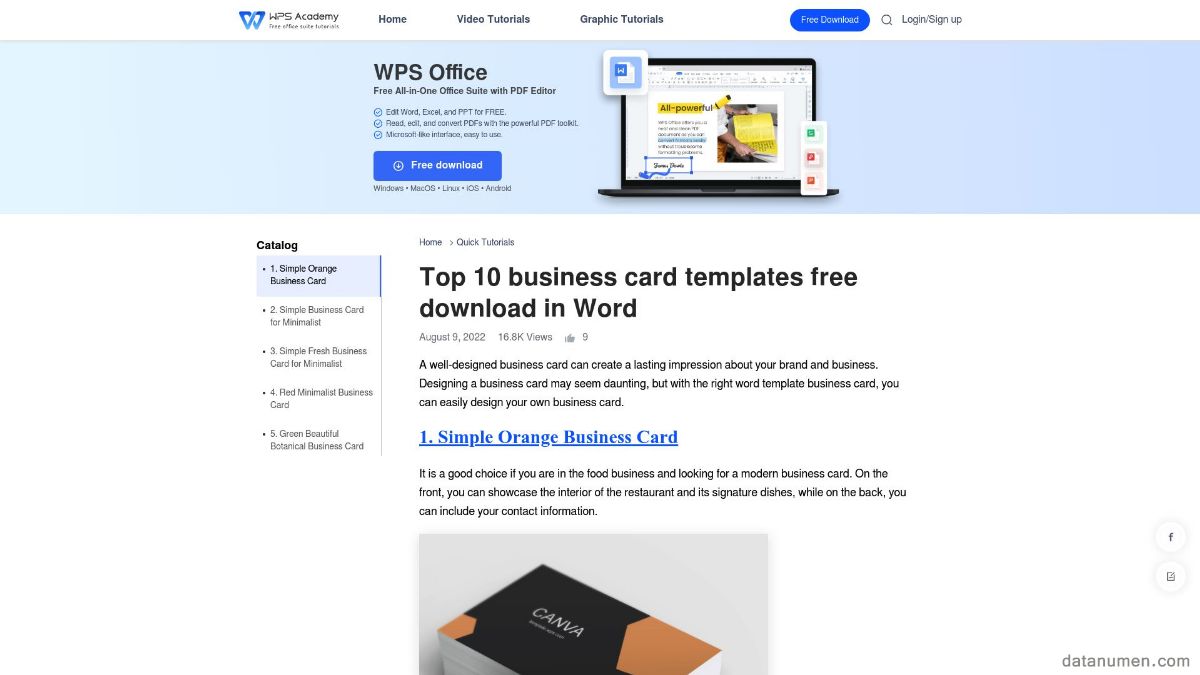 WPS Business Card Templates
