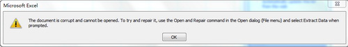 The document is corrupt and cannot be opened.