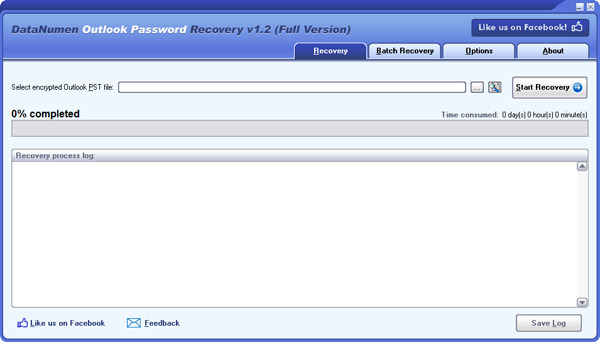 DataNumen Outlook Password Recovery screenshot