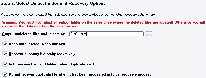 Set Recovery Options