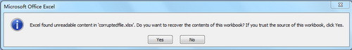 Excel found unreadable content