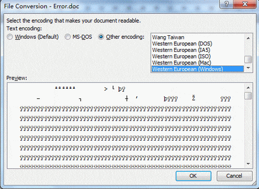 How to Fix File Conversion Encoding on Microsoft Word?