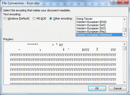 File Conversion Dialog