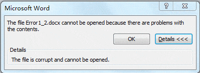 The file is corrupted and cannot be opened