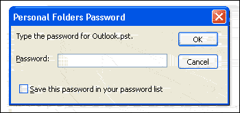 Prompt you to input password for the PST file