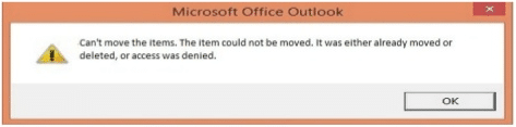 Can’t move the items. The item could not be moved. It was either already moved or deleted, or access was denied.