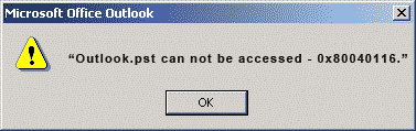 PST can not be Accessed - 0x80040116