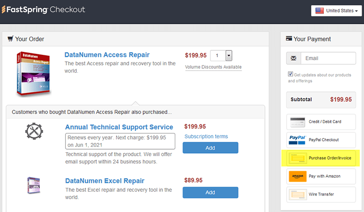 Click Purchase Order Link