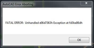 Error message : : Unhandled e06d7363h Exception at ......