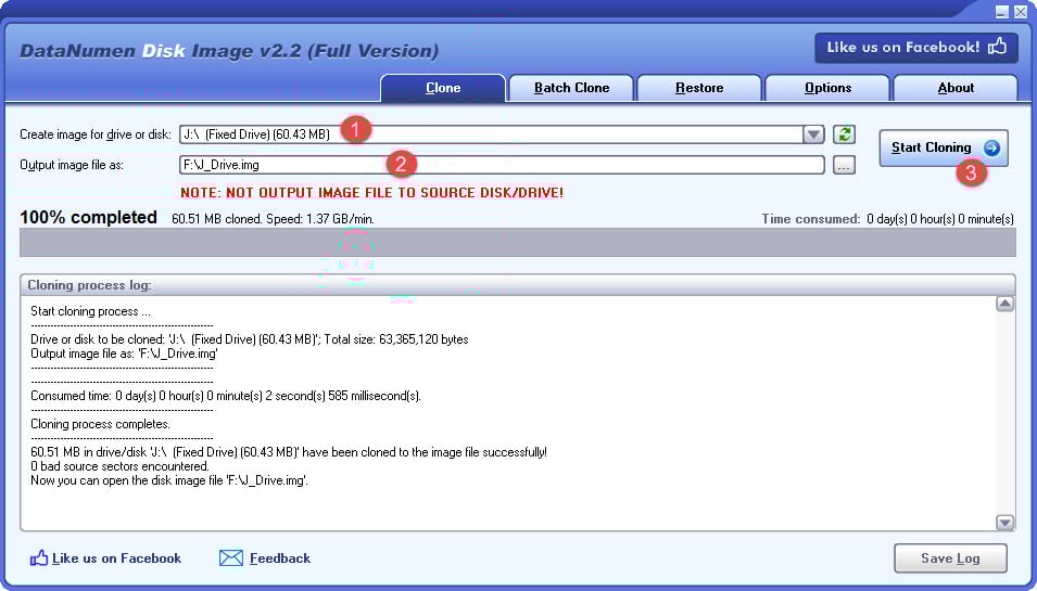 Use DataNumen Disk Image to create the image of a hard drive/disk.