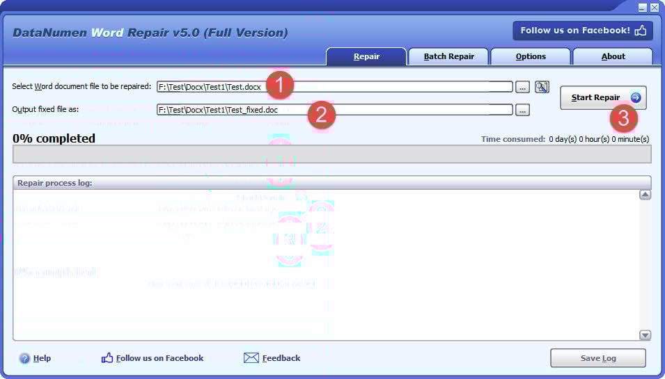 Use DataNumen Word Repair to repair a corrupted Word document.